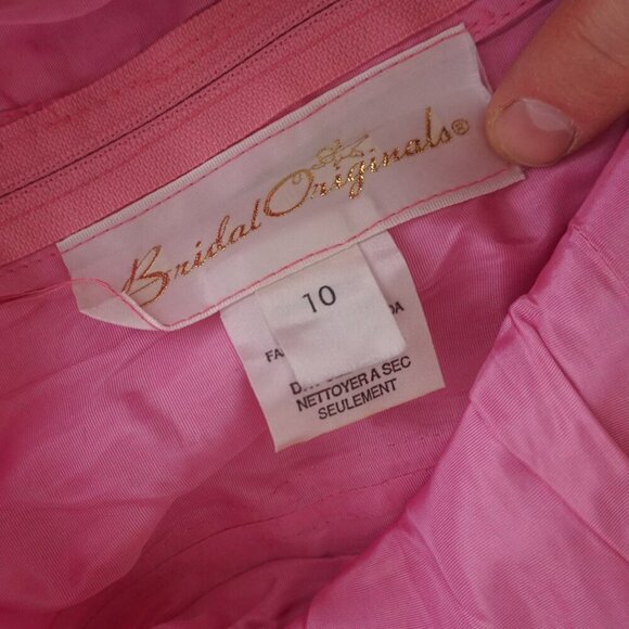 Vintage Bridal Originals Pink Bridesmaid 80's Prom Midi Short Sleeve Dress 10 - Picture 14 of 14